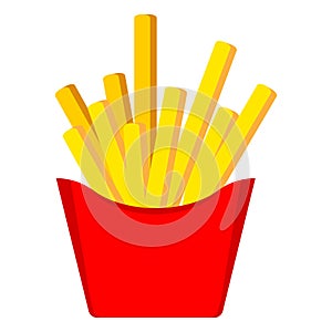 Cartoon french fries. Fast food french fries icon. Fastfood illustration.