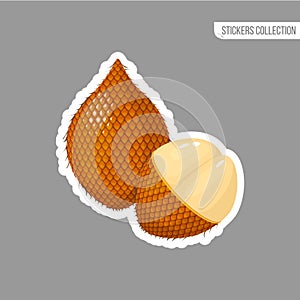 Cartoon fresh ita palm fruit isolated sticker photo