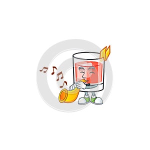 Cartoon fresh sazerac with trumpet character mascot.