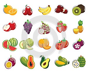 Cartoon of Fresh Tropical Fruit