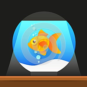 Cartoon Freshwater Fishes In Tank Aquarium Vector Illustration. Exotic Cartoon Fish In Aquarium.