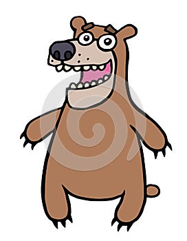 Cartoon friendly bear. Vector illustration.