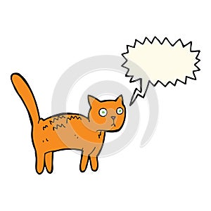 cartoon frightened cat with speech bubble