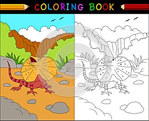 Cartoon frilled lizard coloring book, Australian animals series