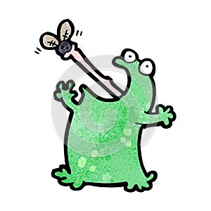 cartoon frog catching fly