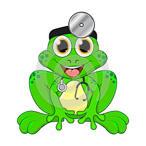 Cartoon frog doctor isolated on white background