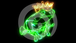 Cartoon frog prince with crown. video animation