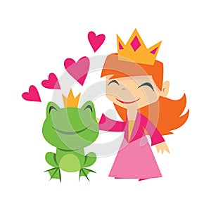 Cartoon Frog Prince In Love With Princess