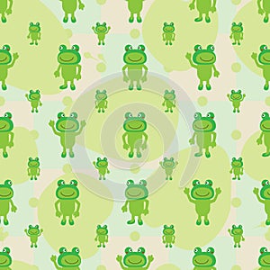 Cartoon frog symmetry leaves seamless pattern photo