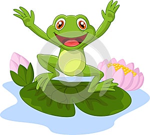 Cartoon frog waving