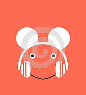 Cartoon frog wearing a Mickey Mouse headset, enjoy the music, vector