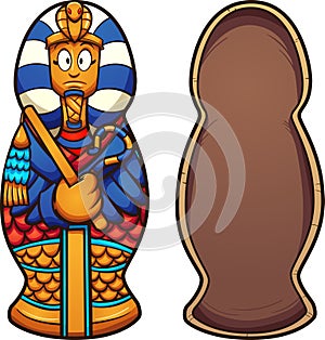 Cartoon front and back sarcophagus