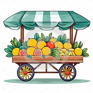 Cartoon Fruit Stand Vector Clipart Illustration photo