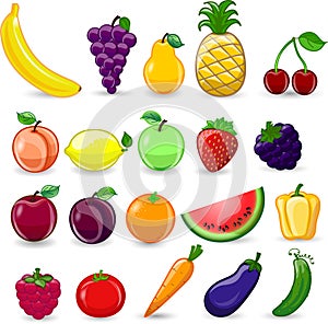 Cartoon fruits and vegetables,vector