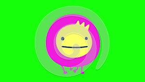 Cartoon funny animation gif character on isolated background. Pink positive slime nobody.