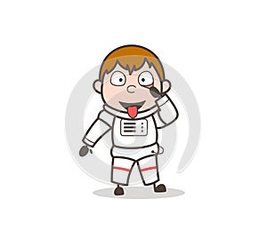 Cartoon Funny Astronaut Making Face Vector Illustration