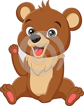 Cartoon funny baby bear sitting