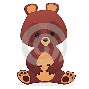 Cartoon funny bear character. Big collection of cartoon forest animals. Vector illustration.