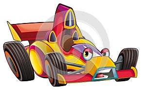 Cartoon funny bolide sports car isolated illustration