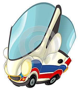 Cartoon funny city car small sedan isolated illustration