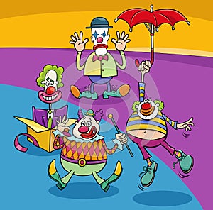 Cartoon funny clowns and comedians characters group