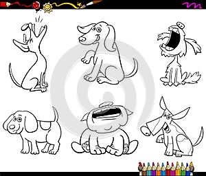 Cartoon funny dog characters coloring book