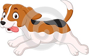 Cartoon funny dog running isolated on white background