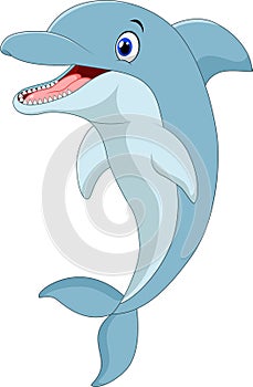 Cartoon funny dolphin jumping