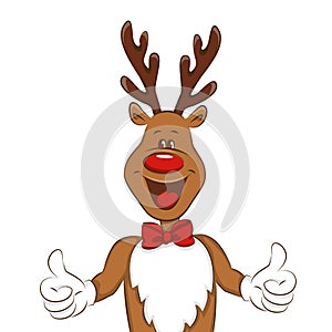 Cartoon, funny, emotional Christmas deer.