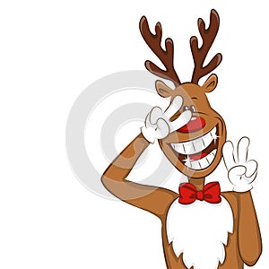 Cartoon, funny, emotional Christmas deer.