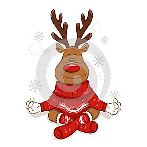 Cartoon, funny, emotional Christmas deer.