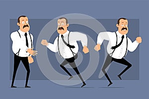 Cartoon funny fat office man character vector set