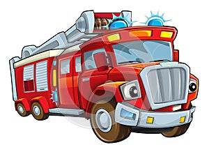 Cartoon funny firetruck - isolated