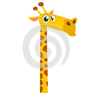 Cartoon funny giraffe. Vector illustration of african savanna giraffe smiling