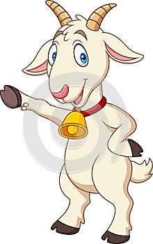 Cartoon funny goat presenting photo