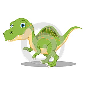 Cartoon funny green spinosaurus dinosaur
