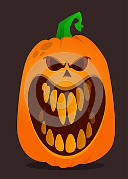 Cartoon funny halloween pumpkin head isolated. Vector illustration of jack-o-lantern