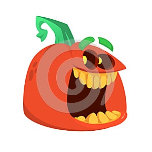Cartoon  funny  halloween pumpkin head isolated on white background. Vector illustration