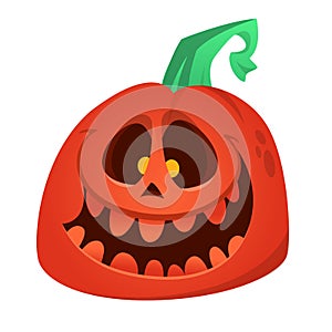 Cartoon  funny  halloween pumpkin head isolated on white background. Vector illustration