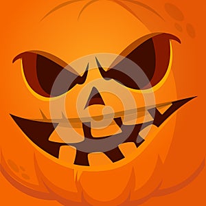 Cartoon funny  Halloween pumpkin head with scary face expression. Vector illustration of jack-o-lantern monster character design