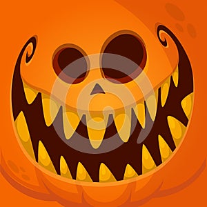 Cartoon funny  Halloween pumpkin head with scary face expression. Vector illustration of jack-o-lantern monster character design