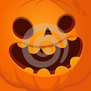 Cartoon funny  Halloween pumpkin head with scary face expression. Vector illustration of jack-o-lantern monster character design