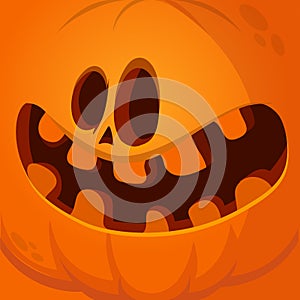 Cartoon funny  Halloween pumpkin head with scary face expression. Vector illustration of jack-o-lantern monster character design