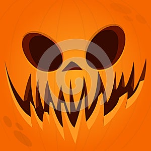 Cartoon funny  Halloween pumpkin head with scary face expression. Vector illustration of jack-o-lantern monster character design