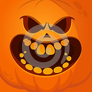 Cartoon funny  Halloween pumpkin head with scary face expression. Vector illustration of jack-o-lantern monster character design