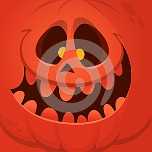 Cartoon funny  Halloween pumpkin head with scary face expression. Vector illustration of jack-o-lantern monster character design