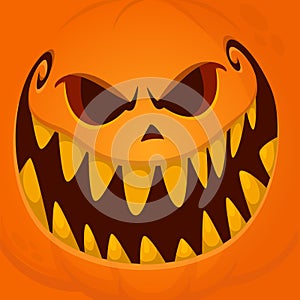 Cartoon funny  Halloween pumpkin head with scary face expression. Vector illustration of jack-o-lantern monster character design