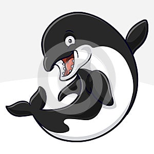 Cartoon funny killer whale isolated on white background
