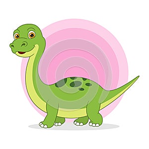 Cartoon funny little brontosaurus dinosaur