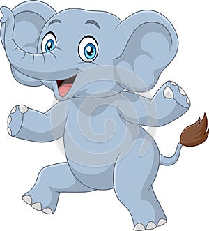 Cartoon funny little elephant dancing